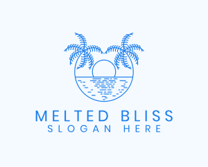 Blue Palm Sunset logo design