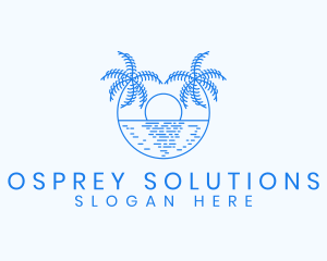 Blue Palm Sunset logo design