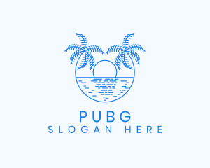 Island - Blue Palm Sunset logo design