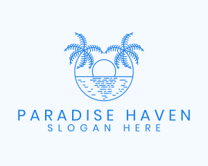 Blue Palm Sunset logo design