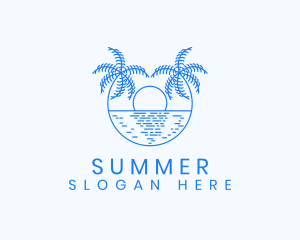 Blue Palm Sunset logo design