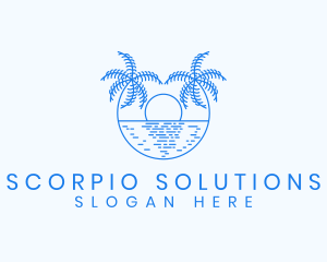 Blue Palm Sunset logo design