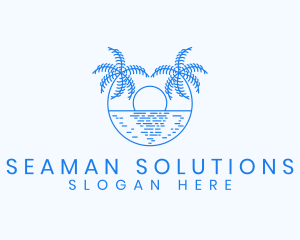 Blue Palm Sunset logo design