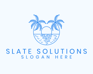 Blue Palm Sunset logo design