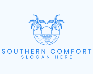 Blue Palm Sunset logo design