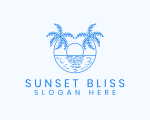 Sunset - Blue Palm Sunset logo design