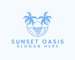 Sunset - Blue Palm Sunset logo design