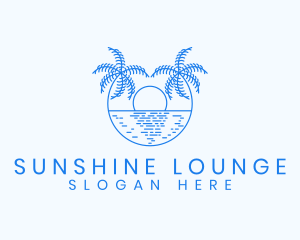 Blue Palm Sunset logo design