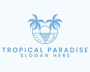 Hawaii - Blue Palm Sunset logo design