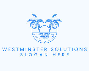 Blue Palm Sunset logo design