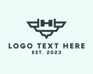 Letter H - Dumbbell Wing Gym logo design