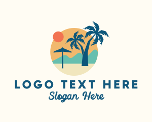 Palm Tree - Vacation Island Beach logo design
