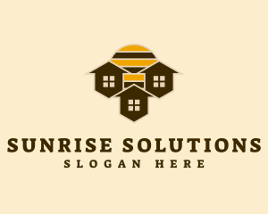 House Honeycomb Sunrise logo design