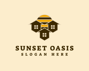 House Honeycomb Sunrise logo design