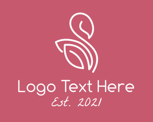 Goose - Monoline Leaf Swan logo design