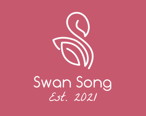 Monoline Leaf Swan logo design