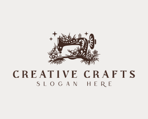 Crafts - Sewing Machine Flower Tailor logo design