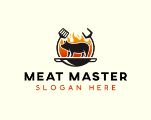 Grill Pork Barbecue logo design