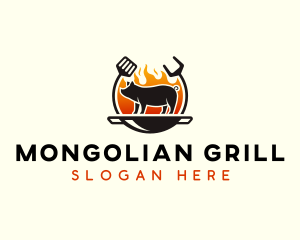 Grill Pork Barbecue logo design