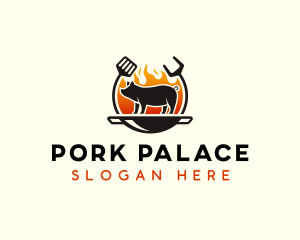 Grill Pork Barbecue logo design