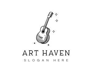 Guitar Music Line Art logo design