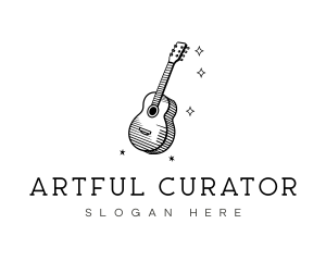 Guitar Music Line Art logo design