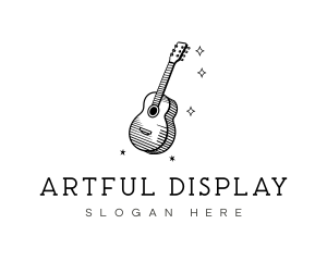 Guitar Music Line Art logo design