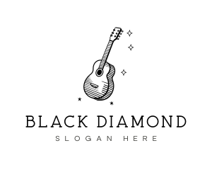 Guitar Music Line Art logo design