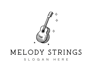 Guitar Music Line Art logo design