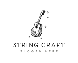 Guitar Music Line Art logo design