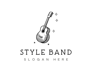 Guitar Music Line Art logo design