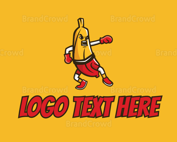 Boxing Banana Cartoon Logo