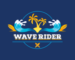 Surfboard - Wave Surfing Resort logo design