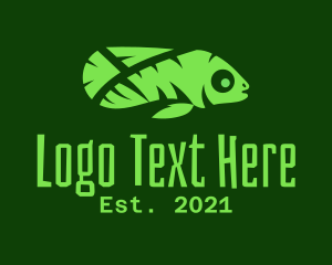 Vegan Restaurant - Green Tropical Fish logo design