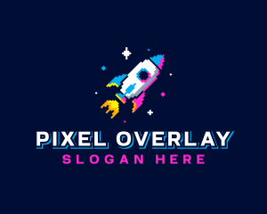 Pixelated Gaming Rocket Ship logo design