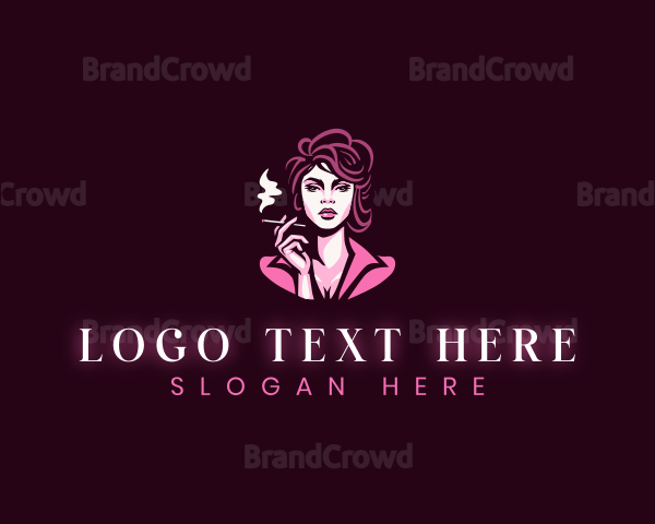 Elegant Woman Smoking Logo