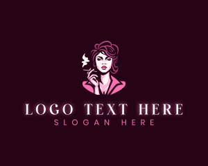 Feminine - Elegant Woman Smoking logo design