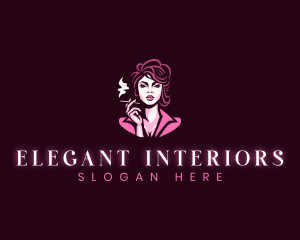 Elegant Woman Smoking logo design