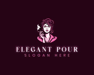 Elegant Woman Smoking logo design