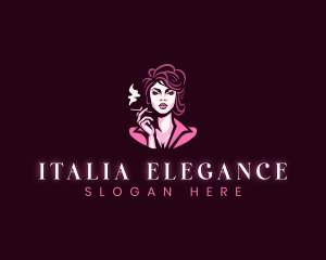 Elegant Woman Smoking logo design