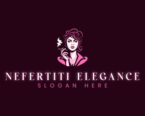 Elegant Woman Smoking logo design