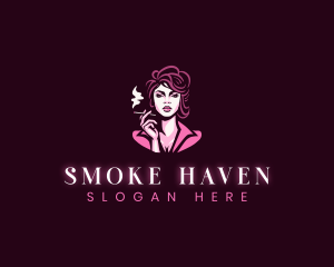 Elegant Woman Smoking logo design