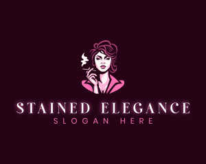 Elegant Woman Smoking logo design