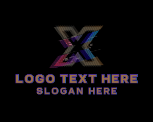 Analogue - Gradient Glitch Letter X logo design