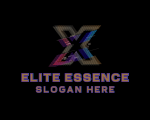 Game - Gradient Glitch Letter X logo design