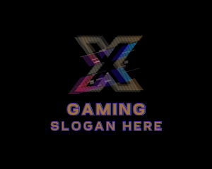 Blogger - Gradient Glitch Letter X logo design