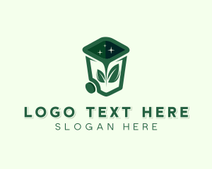 Recycling Bin - Trash Can Leaf logo design