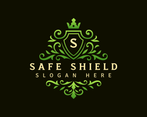 Floral Shield Ornament logo design