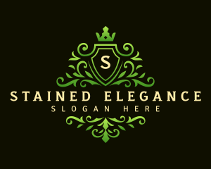 Floral Shield Ornament logo design