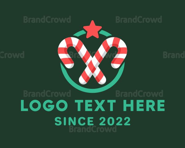 Candy Cane Star Badge Logo